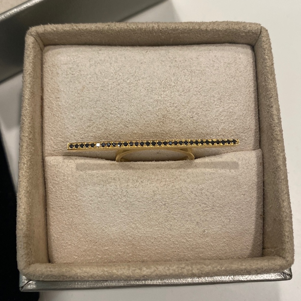 Dana Rebecca black diamond gold bar ring